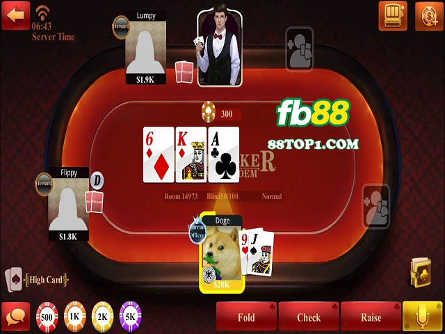 Giao diện bàn chơi Poker Texas Hold'em FB88